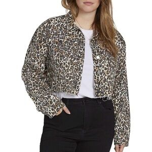 Volcom - Leopard Print Denim Crop Jacket